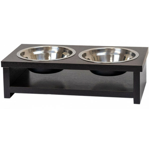 фото Yami-Yami Миска "Ранго" двойная 2*0,5л, венге, 36*18,5*h10см