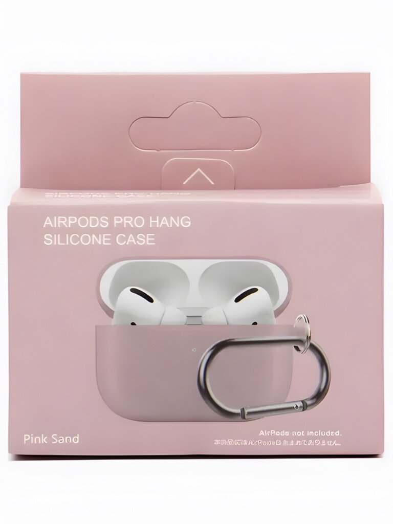 Чехол для AirPods Pro с карабином / Силиконовый чехол для AirPods Pro с карабином / Чехол для наушников Apple AirPods Pro розовый