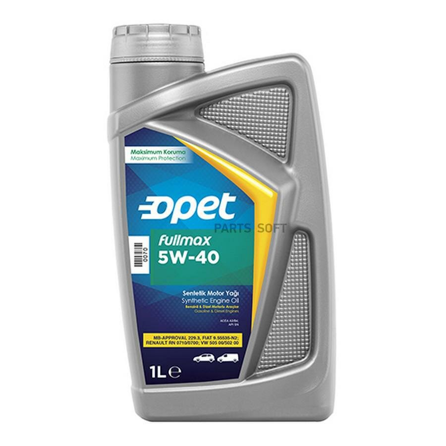 OPET 601214806 OPET FULLMAX 5W40 (1L)_масо мотор.!\ACEA A3/B4, A3/B3, API SN/CF, 229.3/226.5, PORSCHE A40, RN 0710