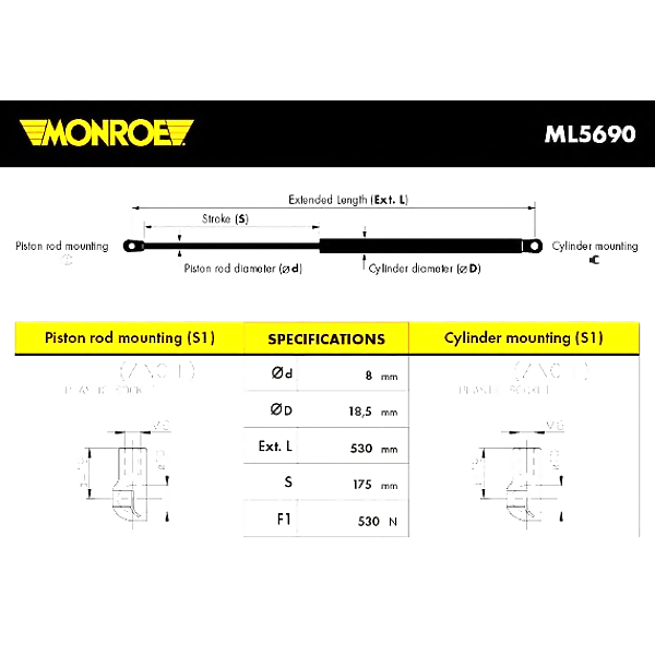 MONROE ML5690 (0862017 / 1036VW / 128928) амортизатор крышки багажника bmw: x5 (e53) 3.0 d / 3.0 I / 4.4 I / 4.6 is / 4.8 is