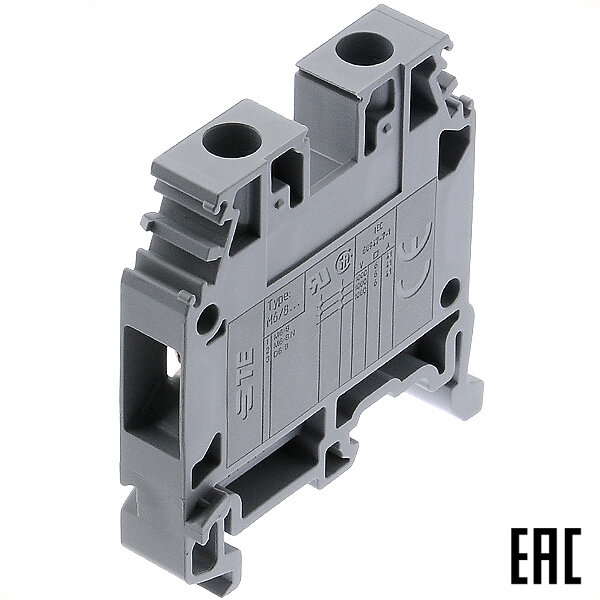 Клемма M6/8 винтовая 1SNA115118R1100 серая 6мм2 41А 800В ширина 8мм (TE/АВВ) (6 шт. в комплекте)