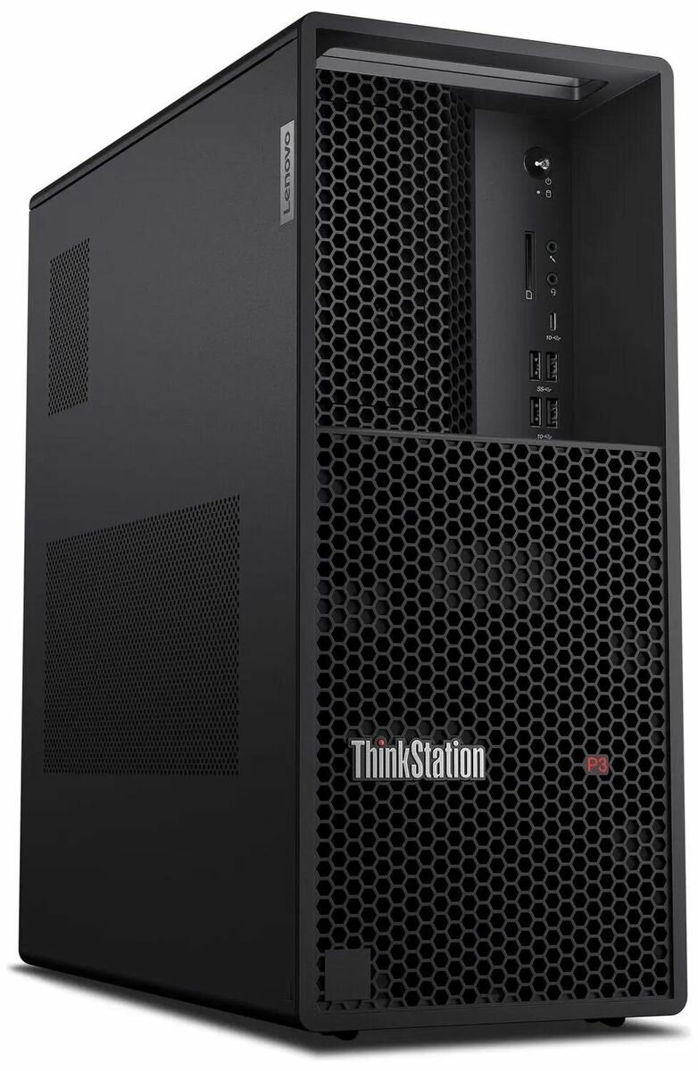 Рабочая станция Lenovo ThinkStation P3t, Intel Core i9 13900K, DDR5 64ГБ, 2ТБ(SSD), NVIDIA A4500 - 20 ГБ, CR, Windows 11 Professional, черный [30gs003rru]