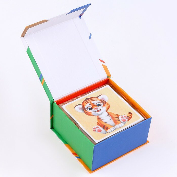 Кубики с картинками "Зверята" (4 кубика в картонной коробочке) - фотография № 7