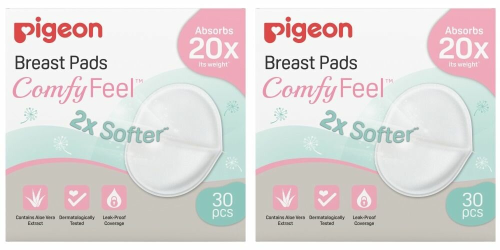 Pigeon Вкладыши для бюстгралтера с алоэ Comfy Feel Breast Pads, 30 шт, 2 уп