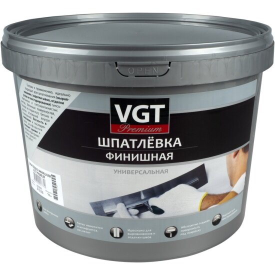 Шпатлевка финишная универсальная Vgt (ВГТ) Premium, 16 кг