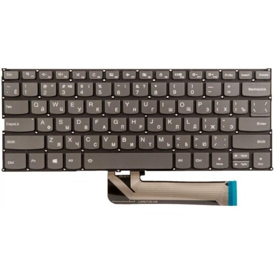 Клавиатура Rocknparts для ноутбука Lenovo Yoga 530-14IKB, 530-14IKB, 730-13IKB, 730-13IWL, 730-15IKB, 730-15IWL серые кнопки с подсветкой 736212