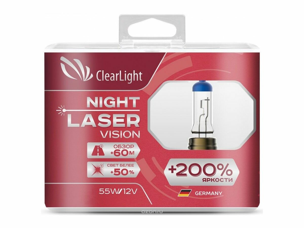 Лампа Clearlight HB3 12V-60W Night Laser Vision +200% Light (компл., 2 шт.)