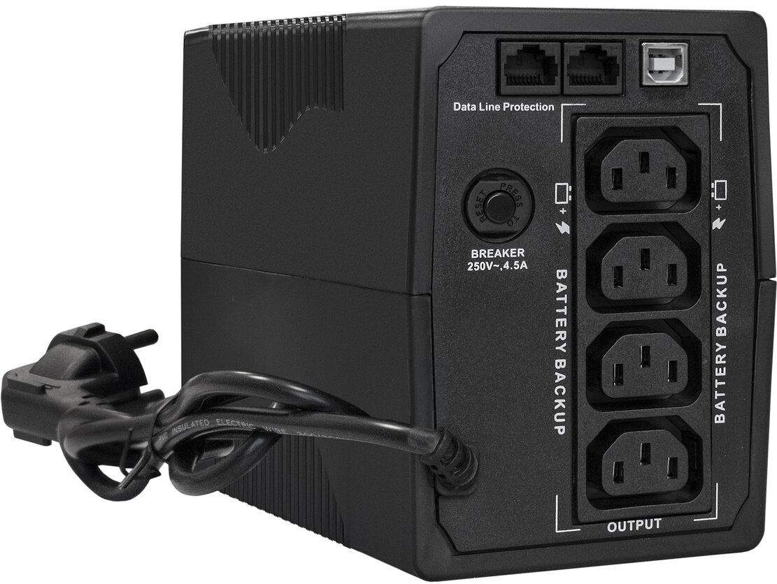 Источник бесперебойного питания Exegate EP285476RUS 850VA/480W, LCD, AVR, 4*IEC-C13, RJ45/11, USB, black - фото №2