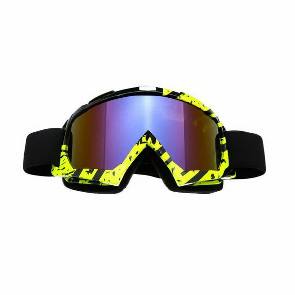 Очки-маска для езды на мототехнике стекло сине-фиолетовый хамелеон черно-желтые ОМ-24