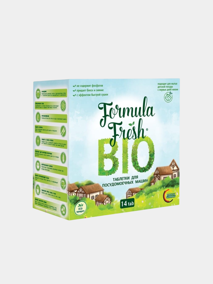 Таблетки для посудомоечных машин Bio Formula Fresh All in 1 бесфосфатные 14 шт