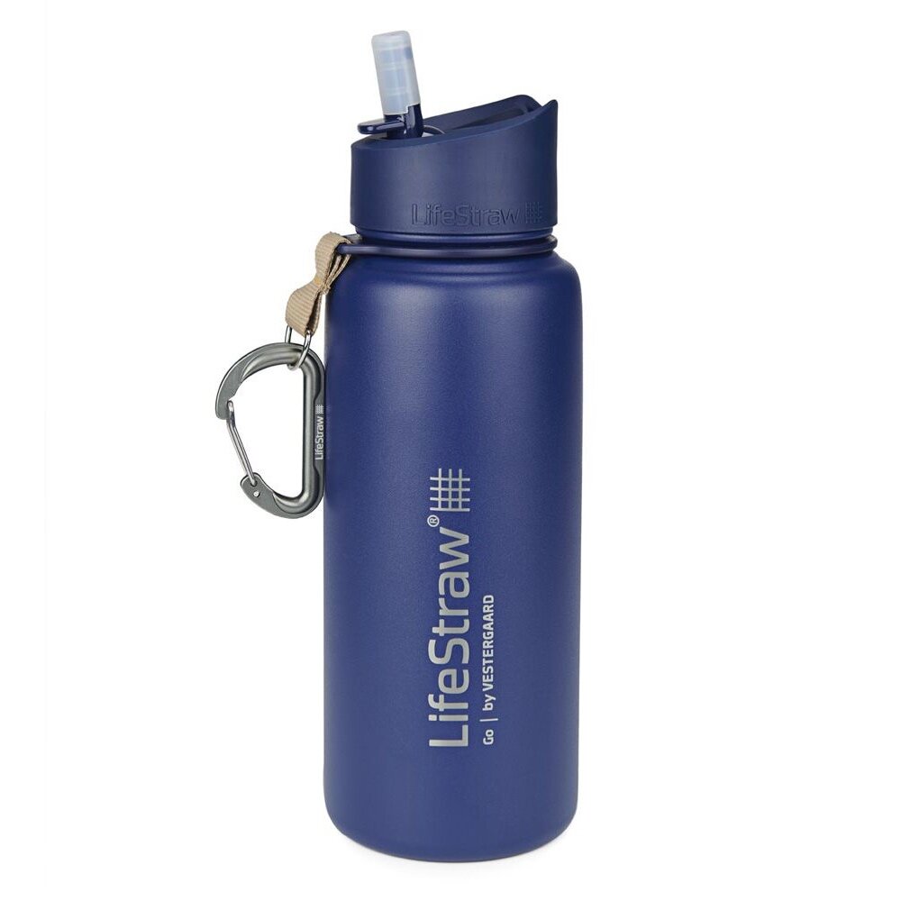 Фильтр для воды LifeStraw Go 24 oz/ресурс фильтра 4000 литров/стальная бутылка/карабин/система для очистки воды/от бактерий/чистая питьевая вода