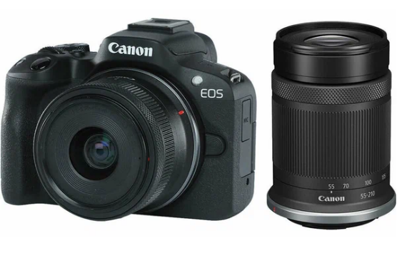 Canon Беззеркальный фотоаппарат Canon EOS R50 kit RF-S 18-45mm IS STM + RF-S 55-210mm (Черный)