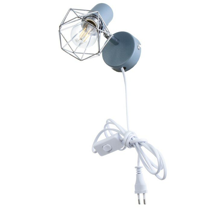 фото Бра с переключателем на проводе "Виола" Е14 40Вт синий 13х10х18см