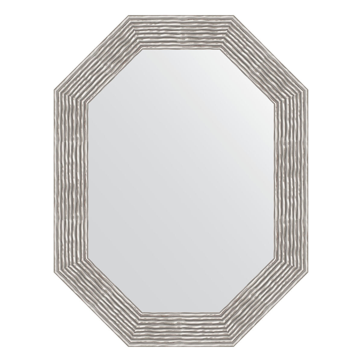 Зеркало настенное Polygon EVOFORM в багетной раме волна хром, 66х86 см, для гостиной, прихожей, кабинета, спальни и ванной комнаты, BY 7195 - фото №1