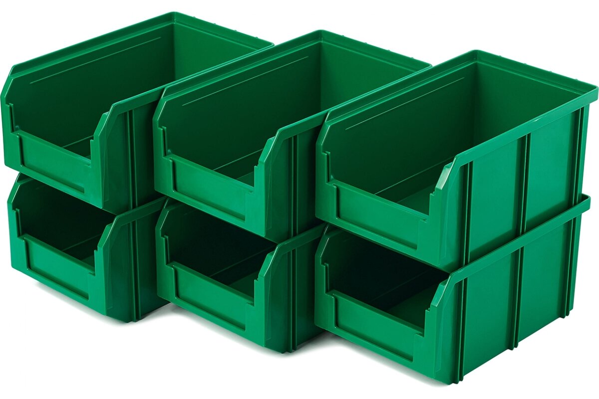 Пластиковый ящик Стелла-техник V-2-К6-зеленый  234х149х120мм комплект 6 штук