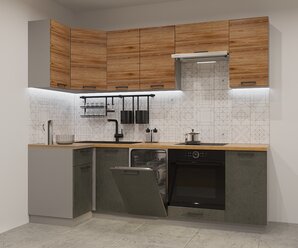 Кухонный гарнитур в стиле Лофт с фасадами МДФ 1000*2450 мм