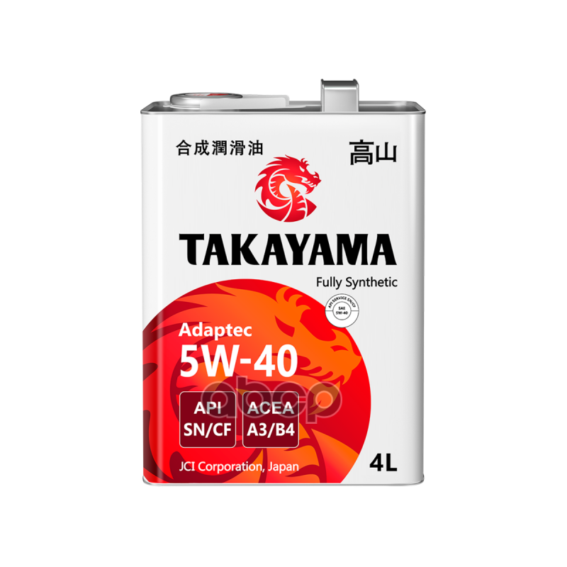 TAKAYAMA Масло Моторное Синтетическое Takayama Adaptec 5W40 A3/B4 Sn/Cf 4Л Жесть