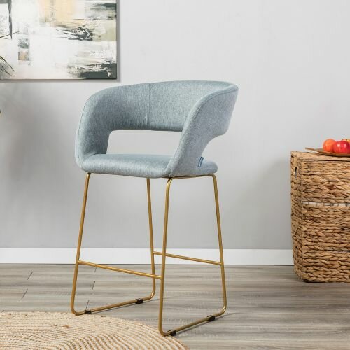 фото Кресло полубарное R-home Hugs св.сер/Линк золото.