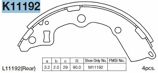 Колодки тормозные барабанные (комплект) для Киа Пиканто SA 2004-2007 год выпуска (Kia Picanto SA) MK KASHIYAMA K11192