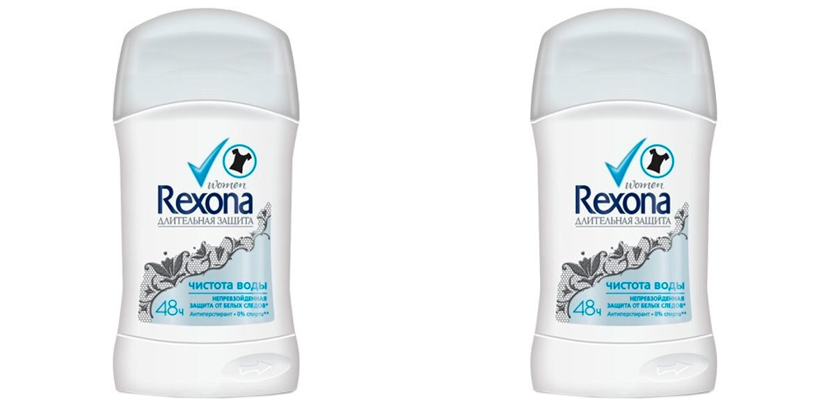 Rexona Дезодорант-антиперспирант стик женский Чистая вода, 40 мл, 2 шт
