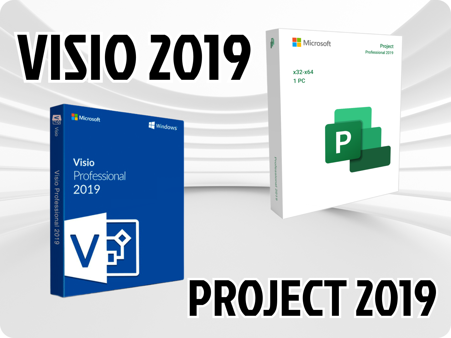 Комплект VISIO PRO 2019 и PROJECT PRO 2019 Microsoft (Лицензия Русский язык Официальный ключ)