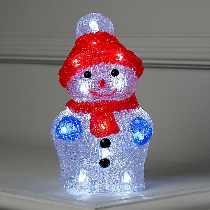 Светодиодная фигура «Снеговик» 11 × 22 × 11 см акрил 24 LED батарейки ААх2 (не в комплекте) свечение белое (арт. 2310856)