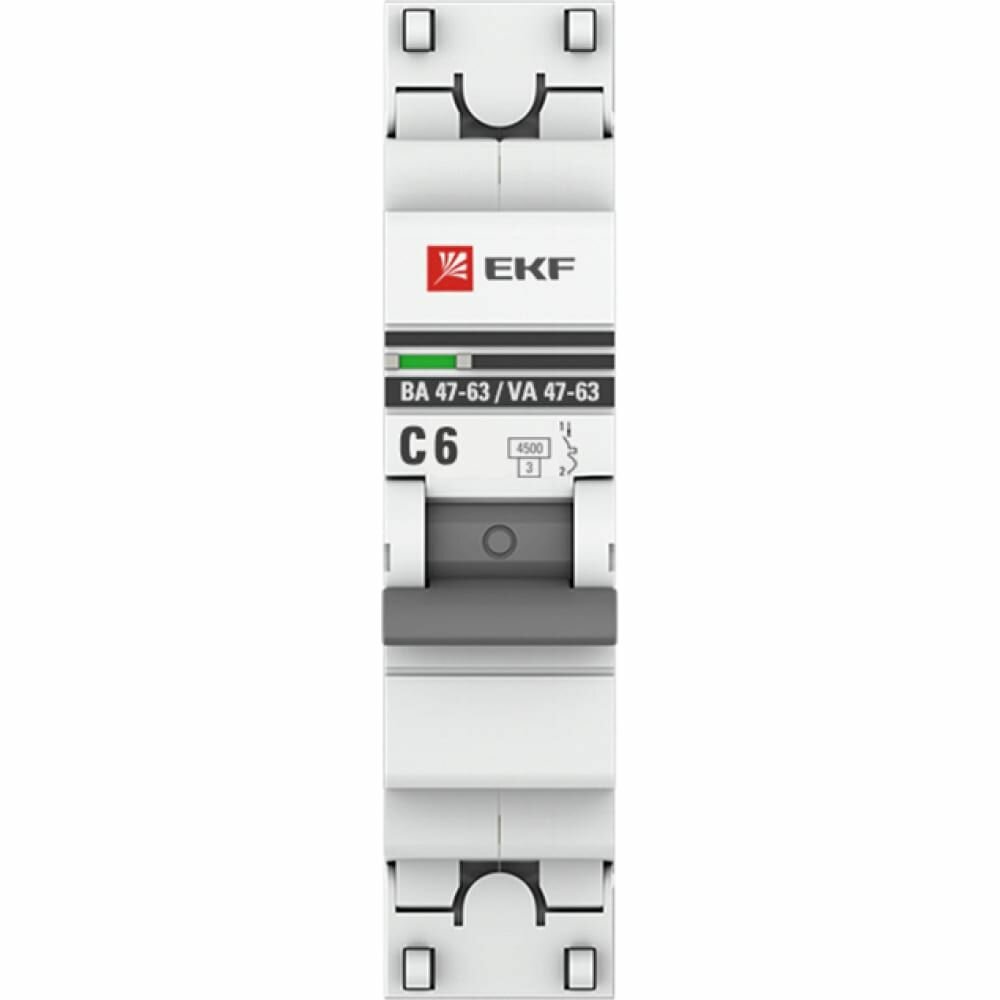 Автоматический выключатель EKF 1P 6А (C) 45kA ВА 47-63 PROxima mcb4763-1-06C-pro