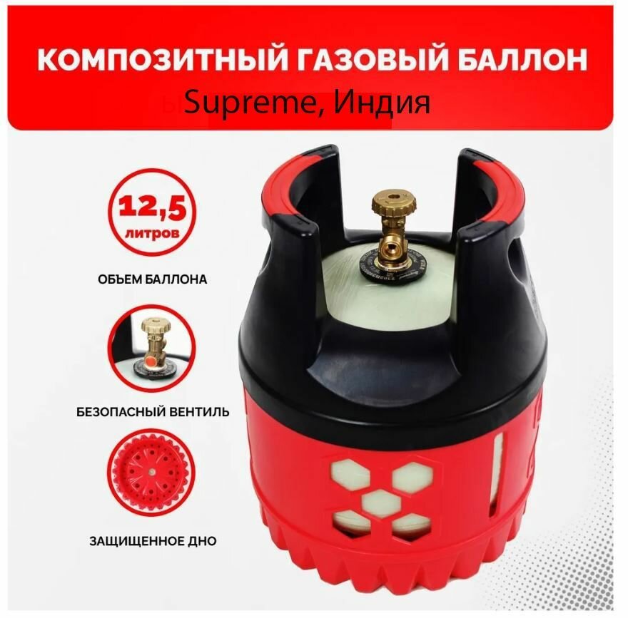 Композитный взрывобезопасный газовый баллон Supreme 125 л. вентиль СНГ