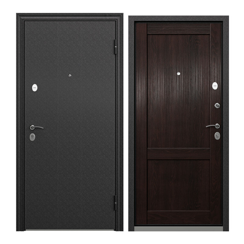 Дверь входная для квартиры Torex Flat-L 860х2050 правая тепло-шумоизоляция антикоррозийная защита замки 4го и 2го класса черный/коричневый