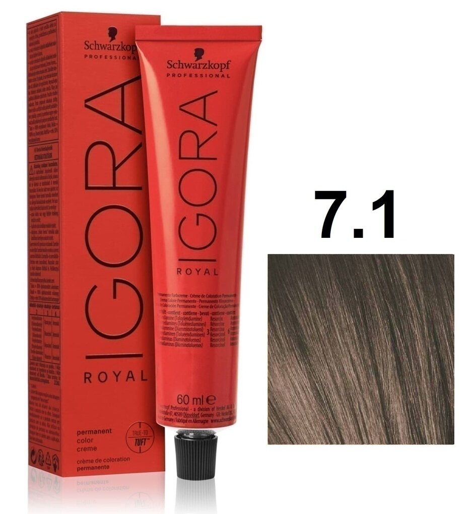 Schwarzkopf Igora Royal Крем-краска для волос 7/1 средне-русый сандрэ 60мл