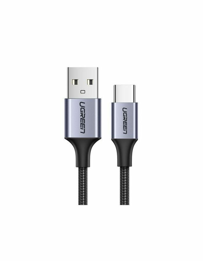 Кабель UGREEN US288 (60128) USB-A 2.0 to USB-C Cable Nickel Plating Aluminum Braid. 2м. серый космос