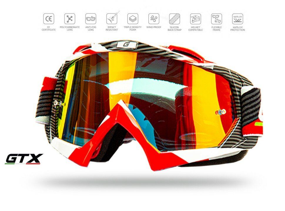 фото Очки Мотокросс GTX 5019 бело/красные