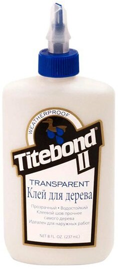 TITEBOND II Transparent Premium Wood Glue Клей ПВА однокомпонентный для дерева белый (473 мл)