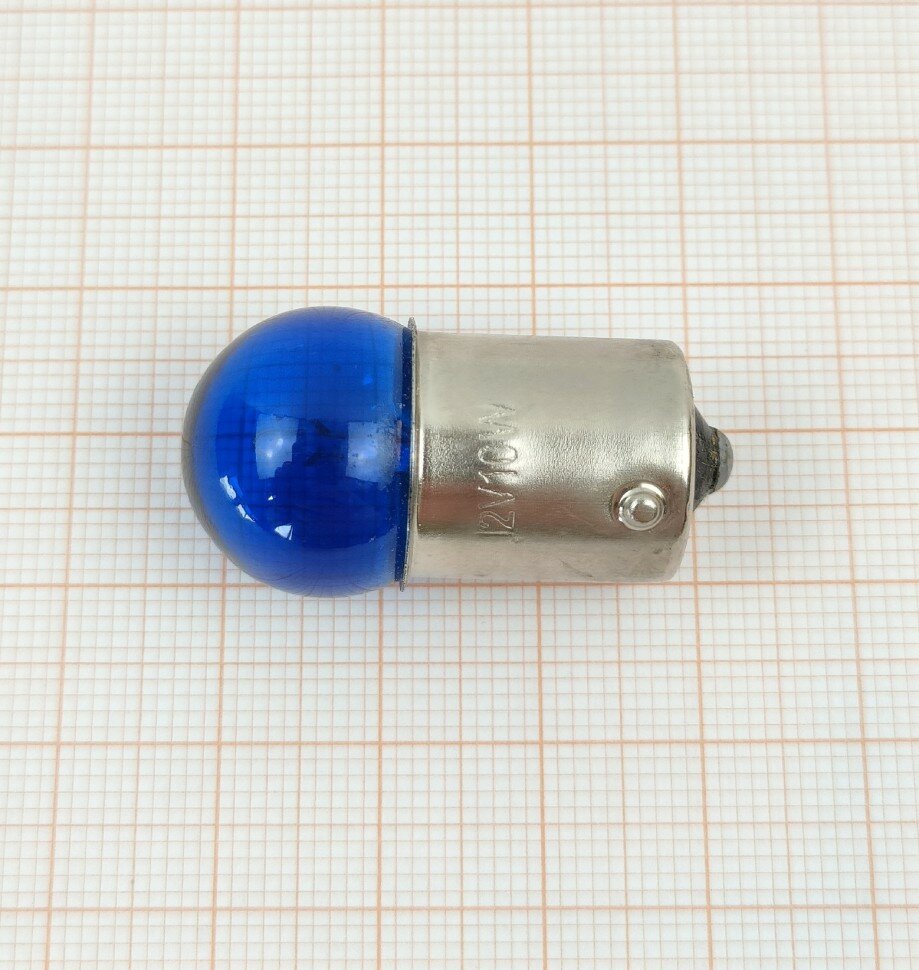 фото Лампа G18 (поворот, габарит) 12V 10W (синяя)