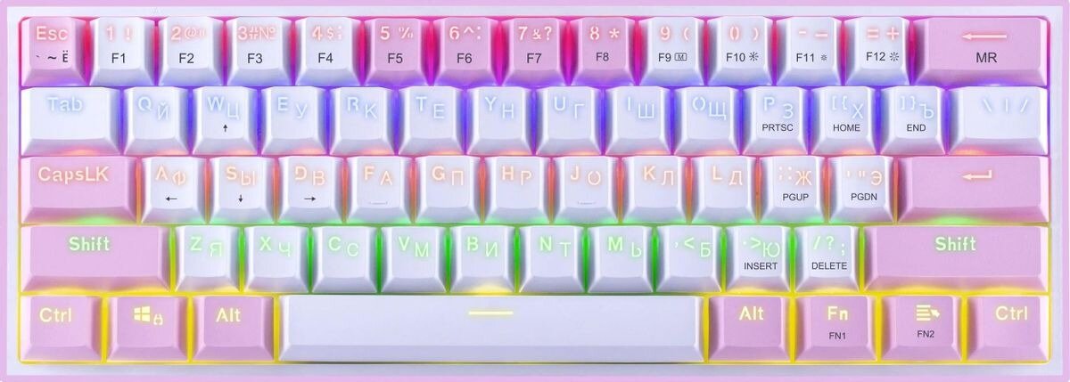 Клавиатура Redragon Fizz K617 USB белый/розовый