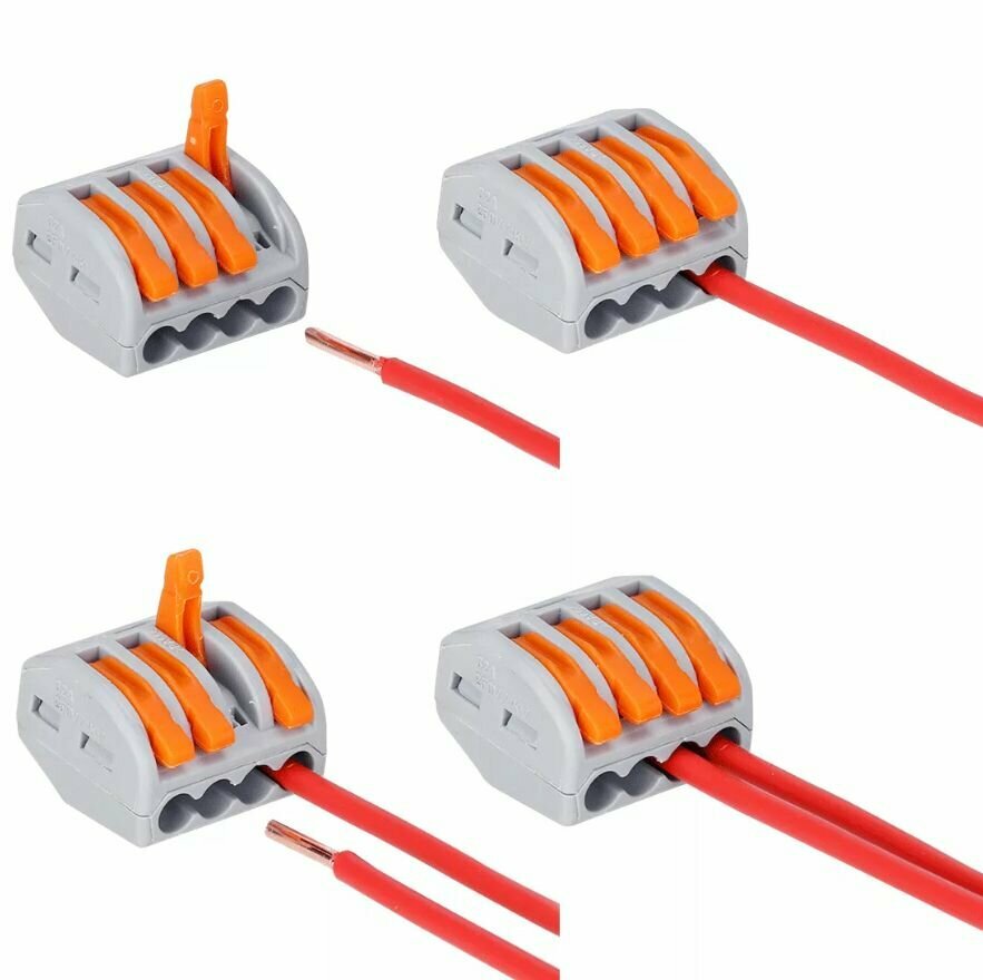Ваги клеммы для соединения проводов 5 шт 4 контакта (рычага на 4 провода)