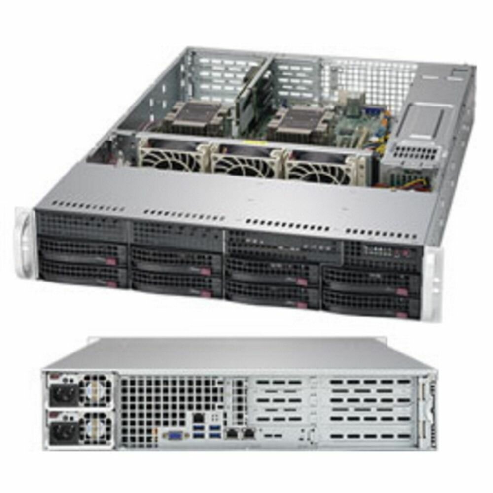 Сервер Supermicro SuperServer 6029P-WTR без процессора/без ОЗУ/без накопителей/количество отсеков 3.5" hot swap: 8/1000 Вт/LAN 1 Гбит/c