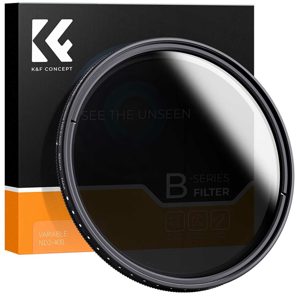 Нейтрально-серый фильтр K&F Concept KF01.1114 Slim Variable/Fader NDX, ND2~ND400, 82mm