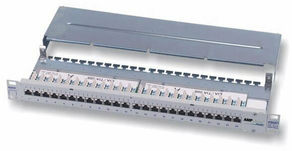 фото AMP 336671-2 Экранированная коммутационная панель серии EconoLink 24 порта RJ45 кат. 5E 1U, конт. блок KRONE, черная