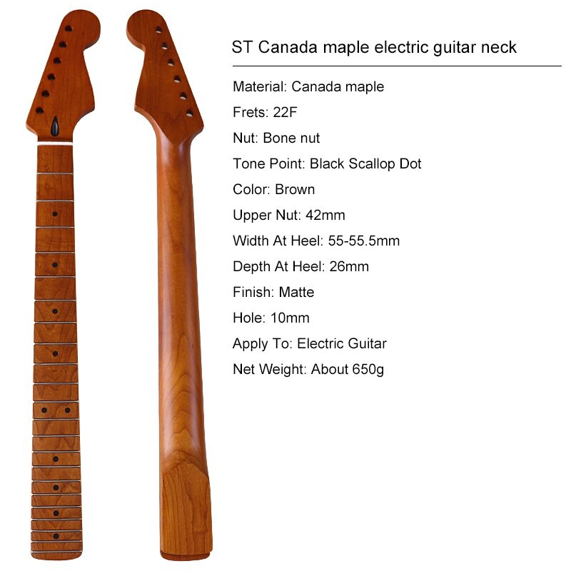 Гриф для электрогитары Stratocaster кленовый 22 лада Bestwood ST M23 Matte