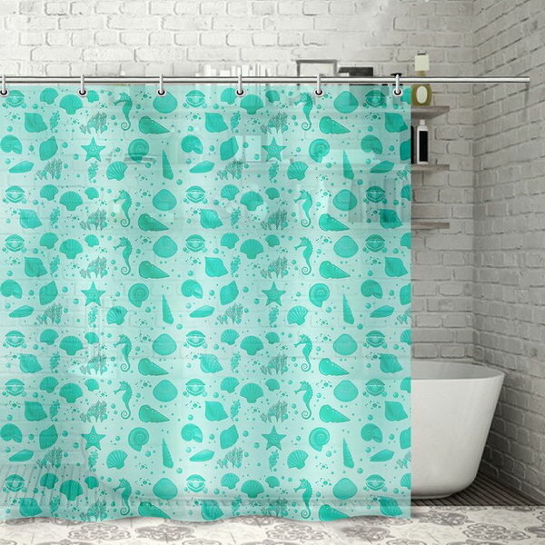 Штора для ванной «Ракушки» 180×180 см полиэтилен цвет зелёный