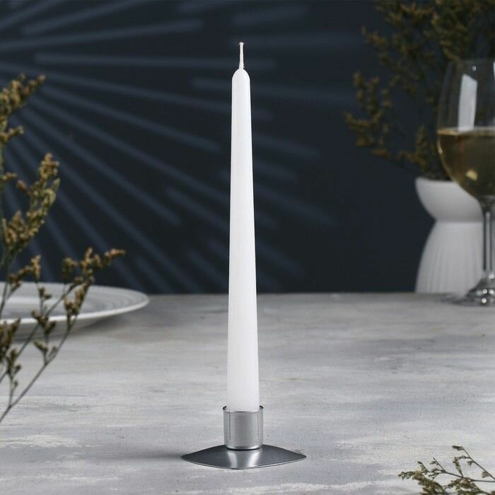 Подсвечник "Квадрат" металл на одну свечу, 7х3 см,серебро - фотография № 1