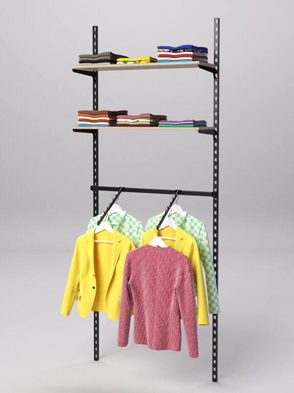 фото Настенная система с кронштейнами и полками ДСП для одежды "LOFT" №6 90 x 30 x 240 см