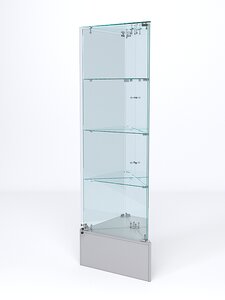 Витрина стеклянная "истра" угловая №12-У трехгранная (с дверками, бока - зеркало), Серый 45 x 45 x 180 см