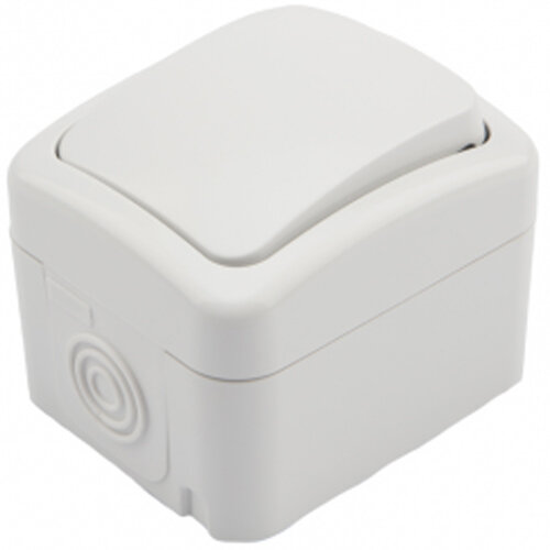 фото Выключатель одноклавишный проходной MiniOgi IP54 Kranz KR 78-0601 для открытого монтажа до 10А белый