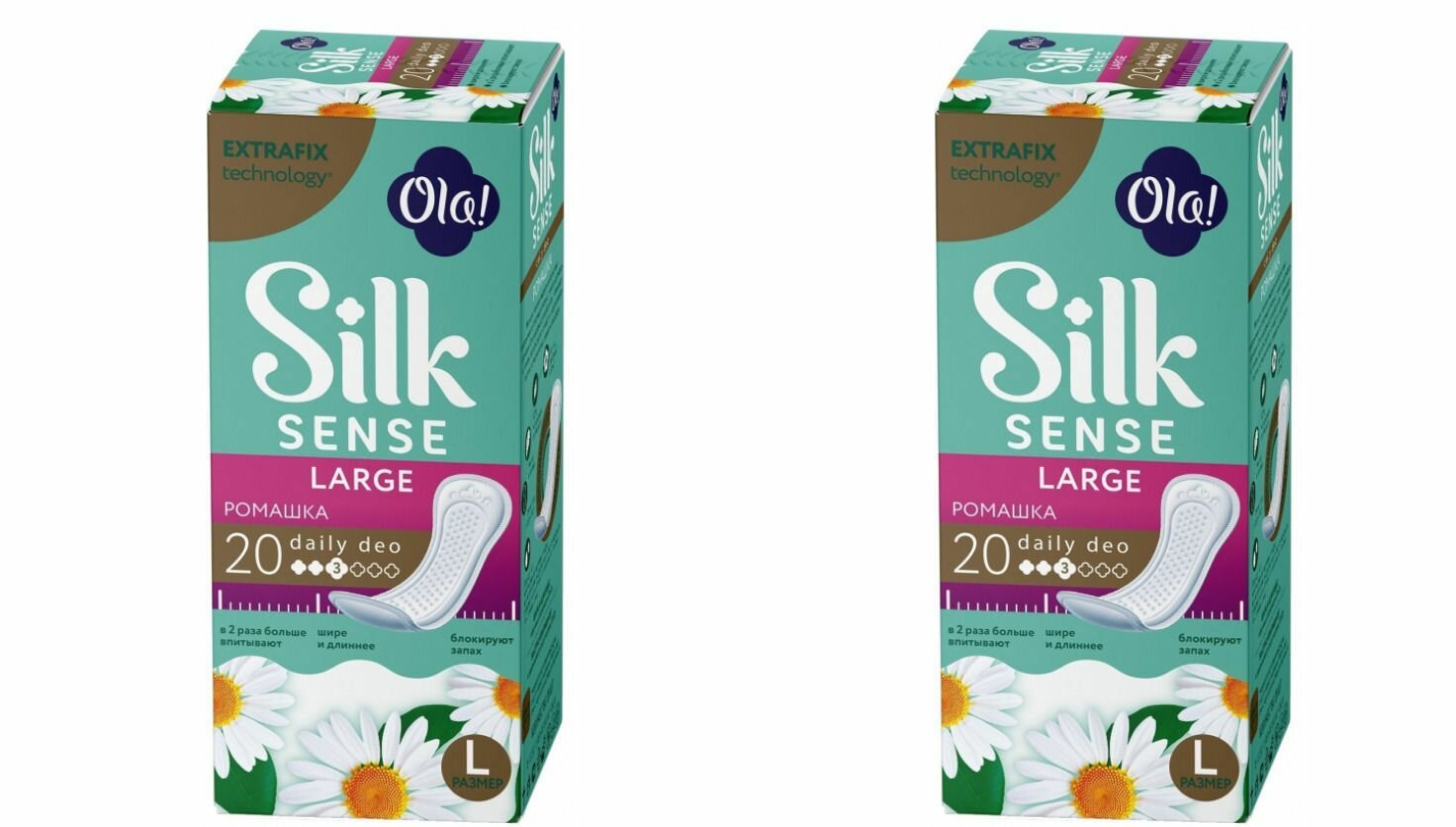 Ola Прокладки ежедневные Silk Sense Daily Deo Large Ромашка, 20 шт/уп, 2 упаковки