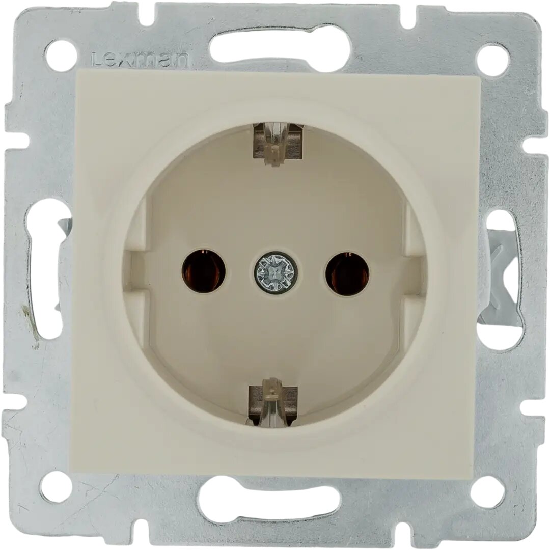 фото Розетка встраиваемая Lexman Виктория с заземлением, цвет бежевый