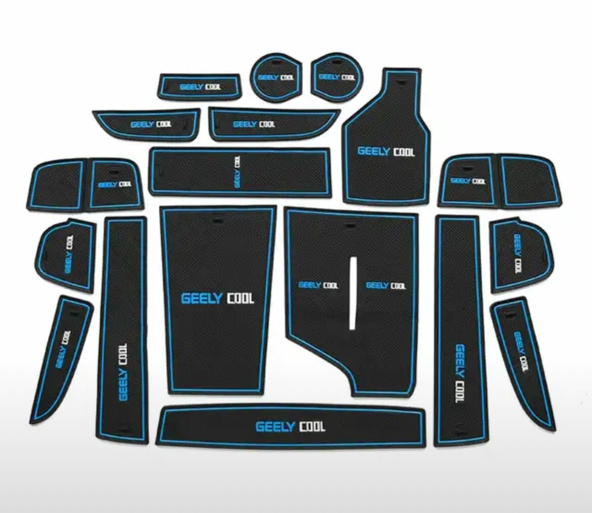 Комплект силиконовых ковриков в салон Geely Coolray/ Джили Кулрей рестайлинг 2023-2024 г.в blue