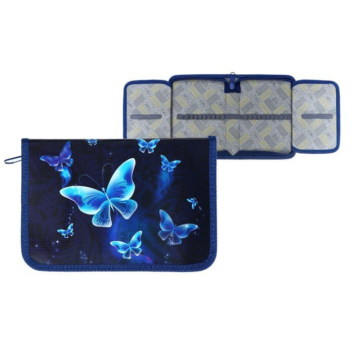 фото Пенал 1 секция, 140 х 205 х 38 мм, 2 откидные планки, Calligrata 30П32_2В "Бабочки", ламинированный картон