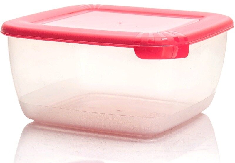 Контейнер для хранения продуктов Полимербыт Лайт полипропилен с крышкой прозрачный 17×17×8см объем 1.5л / емкость герметичная для СВЧ